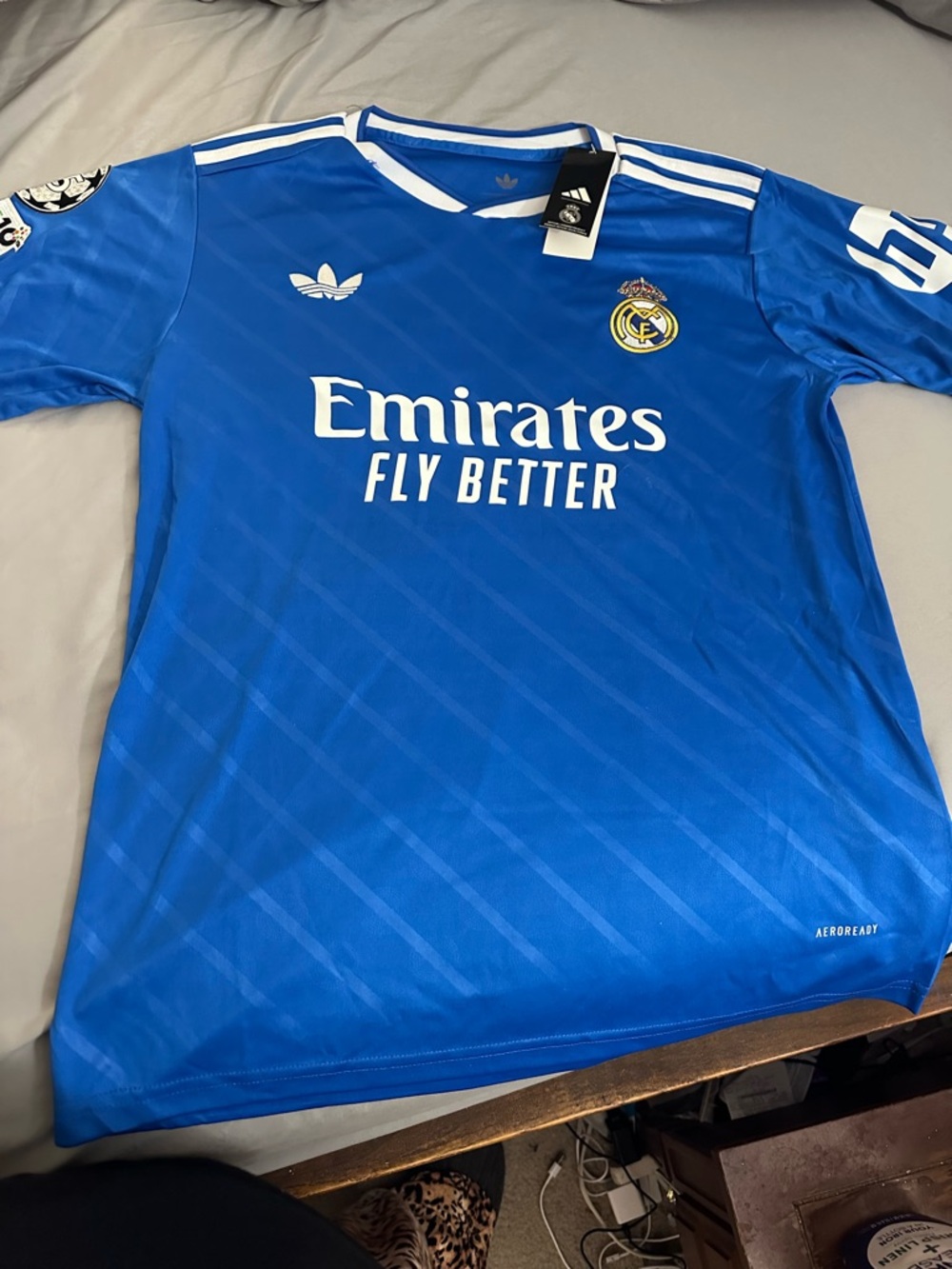 adidas Blue Real Madrid Crest Jersey with White Trim